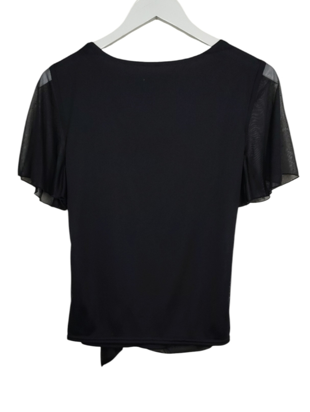 Metaphor Black Ruched Drape Top with Rhinestone Accent - Picture 4 of 14